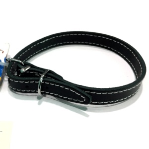 Zgarda reglabila din piele Enjoy, S Negru, 12x330mm