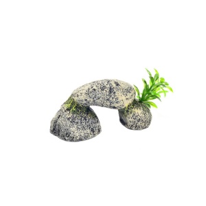Decor pentru Acvariu Enjoy Piatra cu Plante, 13x6.6x5.5cm