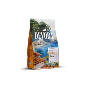 Devora Sterilized Grain Free cu Curcan si Peste Marin, hrana uscata pisici, 400G