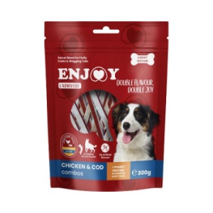 Enjoy Carnivore Chicken Combo cu Pui si Cod,recompensa caini, 300G