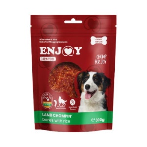 Enjoy Carnivore Lamb Chompin Oase cu Miel si Orez, recompense caini, 300G