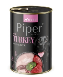 PIPER DOG- Carne de curcan si brocolli, hrana umeda caini, 800G
