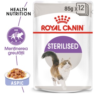 Royal Canin Sterilised Adult, hrana umeda pisica sterilizata (in aspic), 12 x 85g