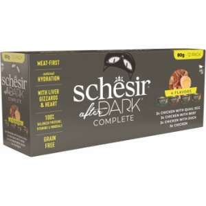 Schesir After Dark Pachet conserve, bucati in supa, hrana umeda pisici, 12x80G