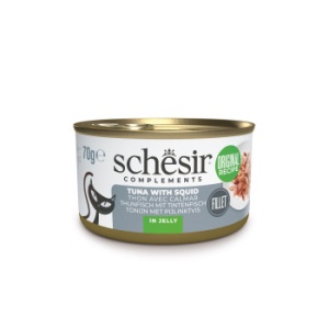 Schesir conserva Ton si Calamar in jeleu, hrana umeda pisici, 70G