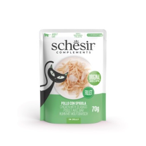 Schesir plic Pui si Biban in jeleu, hrana umeda pisici, 70G