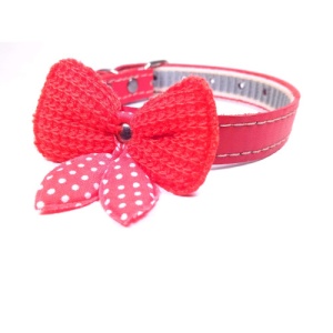 Enjoy zgarda piele cu funda tricotata, 15X38 mm