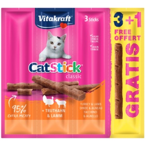Vitakraft Cat Sticks Curcan/Miel, recompense pisici, 3+1 PROMO
