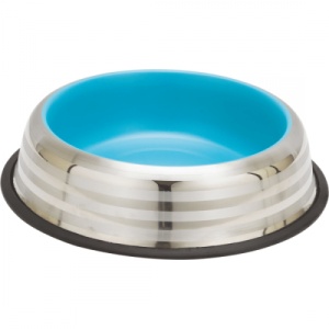Castron din inox pentru pisici Enjoy Blue&amp;Silver Stripes, 230ML