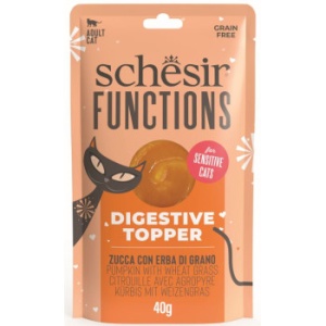 Schesir Function Topper, Digestion, cu Dovleac si Iarba de grau, hrana umeda pisici, 40G