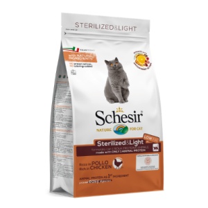 Schesir Sterilised cu Pui, hrana uscata pisici, 400G