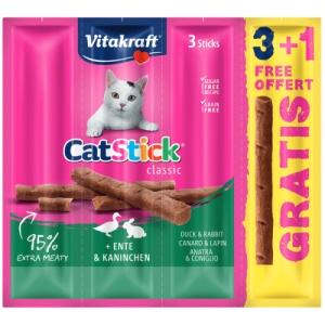 Vitakraft Cat Sticks Rata/Iepure, recompense pentru pisici, 3+1 PROMO