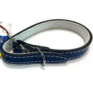 Zgarda din piele cu pasla Enjoy XS Albastru, 10x270mm