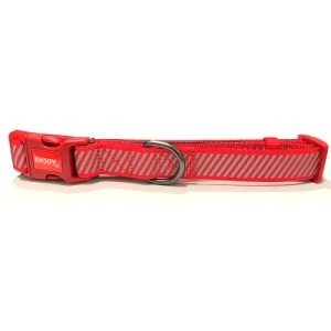 Zgarda rosie din nylon si neopren pentru caini Enjoy, 28-42 cm