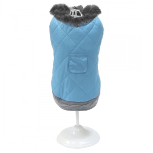 Haina cu guler imblanit pentru caini Croci Mixed Blue, 30 cm