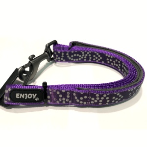 Lesa violet pentru caini reflectorizanta din nylon si neopren Enjoy, 2x120 cm