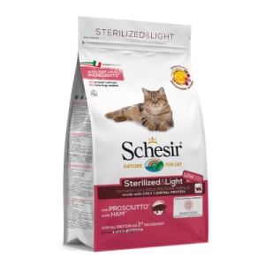 Schesir Sterilised Monoprotein cu Sunca, hrana uscata pisici, 400G