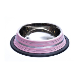 Castron antiderapant din inox pentru caini si pisici Enjoy Roz, 0.25L
