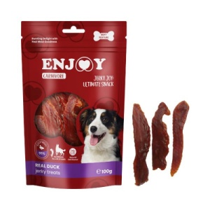 Enjoy Carnivore Real Duck Jerky Treats cu Rata, recompense caini, 100G