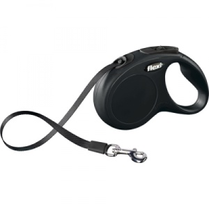 Lesa pentru caini Flexi New Classic Negru cu banda, M 5 M
