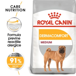 Royal Canin Medium Dermacomfort, hrana uscata caine, prevenirea iritatiilor pielii, 3KG