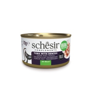 Schesir conserva Ton si Dentex (Dintat-peste) in jeleu, hrana umeda pisici, 70G