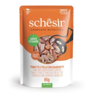 Schesir plic cu ton, pui si creveti in jeleu, hrana umeda pisici, 85G
