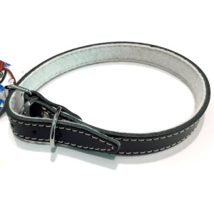 Zgarda din piele cu pasla Enjoy L Negru, 18x470mm
