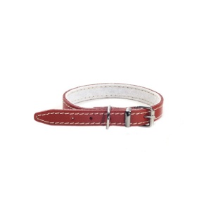 Zgarda rosie din piele pentru caini Enjoy, L 18x470 mm
