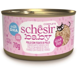 Schesir Baby Conserva, Supa cu Pui si Ficat, hrana umeda pisici, 70G