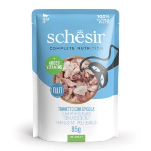 Schesir plic cu ton si biban in jeleu, hrana umeda pisici, 85G