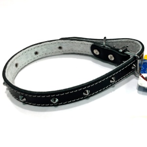 Zgarda din piele cu tinte Enjoy L Negru, 18x470mm