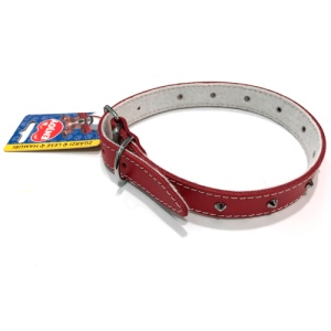 Zgarda reglabila din piele cu tinte Enjoy, XL Rosu, 22x550mm