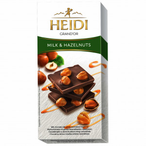CIOCOLATA HEIDI CU LAPTE SI ALUNE INTREGI 80 GR.
