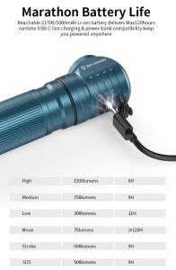 LANTERNA DE CAP FRONTALA CU LED REINCARCABILA, MODEL DETASABIL SKYWOODS OHL1500 - Img 8