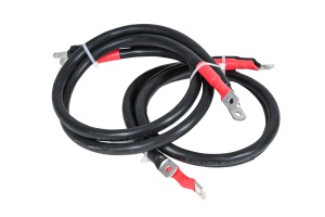 Set 2 Cabluri Conectare Acumulatori – 35mm², 100cm, cu Papuci Cupru de 35/6 si 35/8 mm