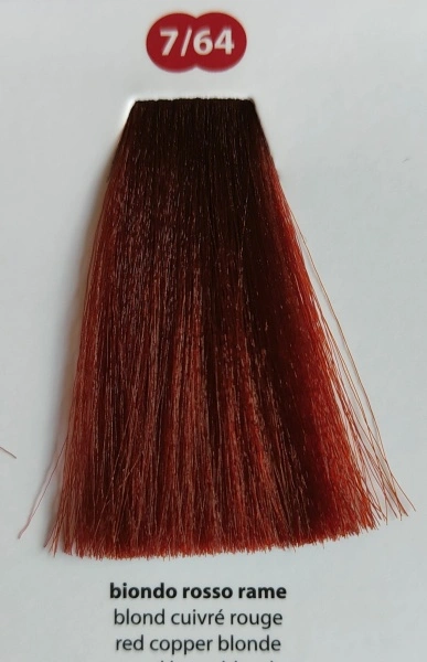 Vopsea profesională blond roșu cupru 7/64 –100% acoperire albă 100ml - Img 2