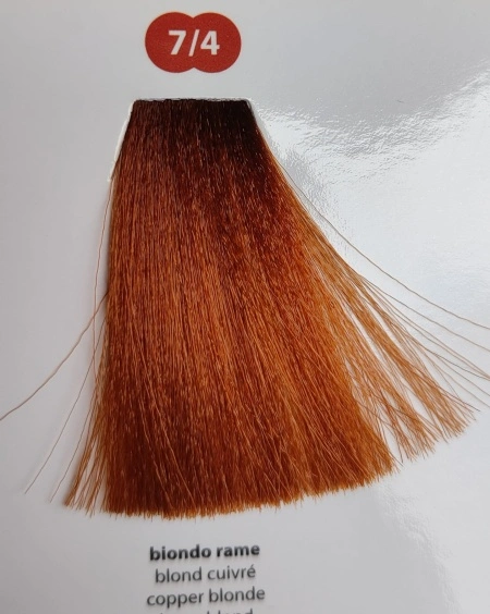 Vopsea profesională de par crema nuanta blond cupru – 100% acoperire fire albe 7/4 100ml - Img 2