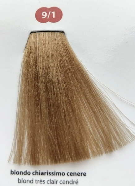 Vopsea de păr profesională cu ulei de cocos nuanța 9/1 Blond foarte deschis cenușiu 100ml - Img 2