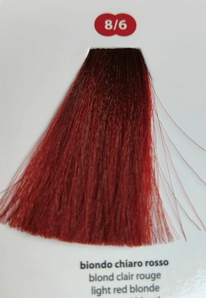 Vopsea profesională de păr cremă cu ulei de cocos – Blond roșu deschis 8/6 100ml - Img 2