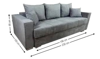 Canapea Claudia Memory Mini Nice Velvet 23, 3 locuri, 227 x 75 x 73 cm, gri - Img 2