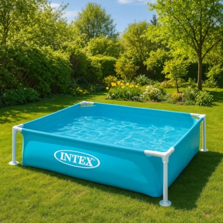 Piscina pentru copii, Intex, 122 x 122 x 30 cm, 342 l, cadru otel, PVC, albastra - Img 2