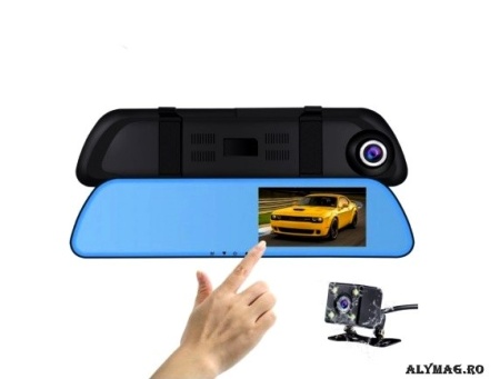 Camera auto Full HD, L1001M,oglinda retrovizoare ecran tactil LCD  4.3 ” + Camera Marsarier