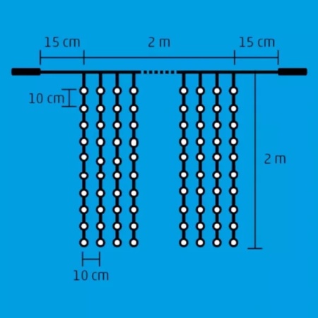 Perdea de lumini cu LED-uri, cu legare în serie, 2x2 m, IP44 - Img 2