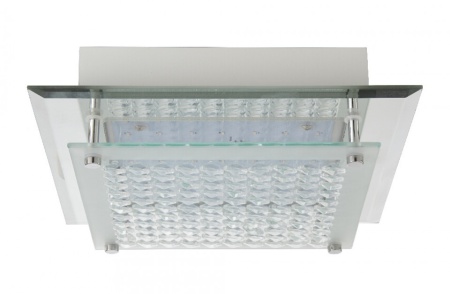 Plafoniera LED alba, 9.5 W, 1180 lm, metal si sticla • Quadra