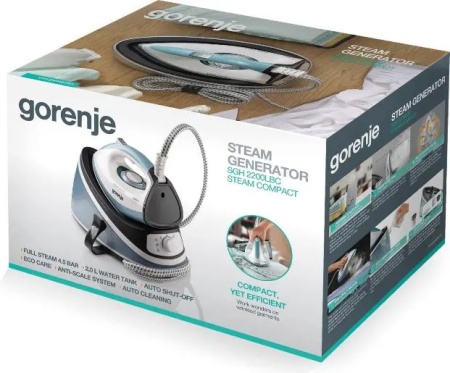 Statie de calcat GORENJE SGH2200LBC, 2200W, 100g/min, 2000ml, talpa ceramica, alb-albastru - Img 5
