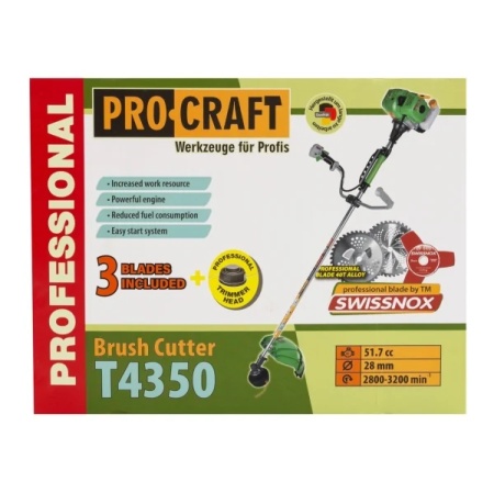 Motocoasa Benzina ProCraft T4350, 2T, 5.8CP, 9000 RPM, 3 sisteme taiere, pentru iarba si tufis - Img 5