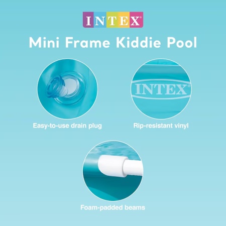 Piscina pentru copii, Intex, 122 x 122 x 30 cm, 342 l, cadru otel, PVC, albastra - Img 4