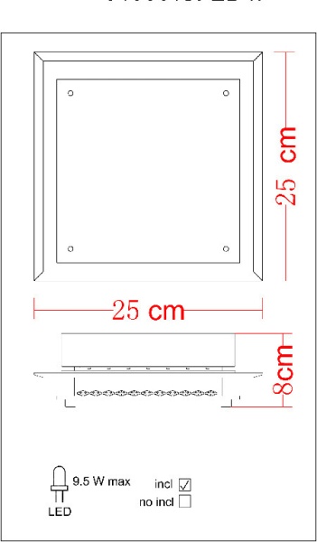 Plafoniera LED alba, 9.5 W, 1180 lm, metal si sticla • Quadra - Img 2