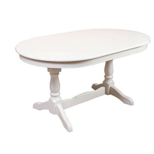 Masa extensibila lemn masiv, ovala, 231cm x96 cm, Europa, alb - Img 2